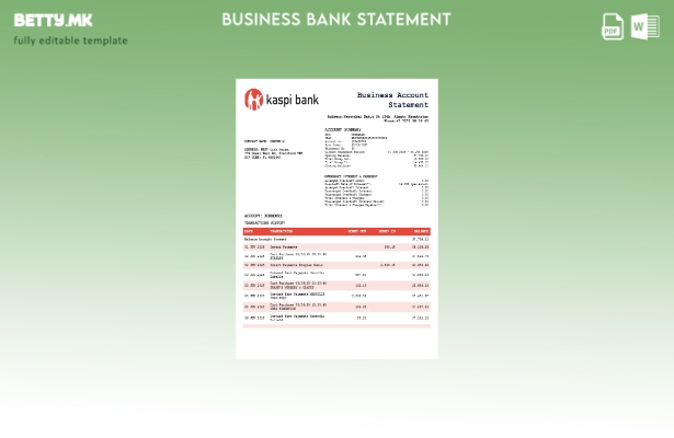 модерен стил Организацијата на Каспи банка која проверува извод од сметката Word